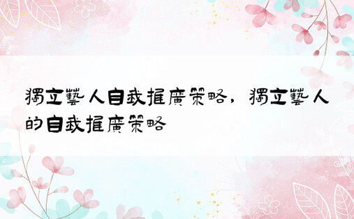 独立艺人自我推广策略，独立艺人的自我推广策略